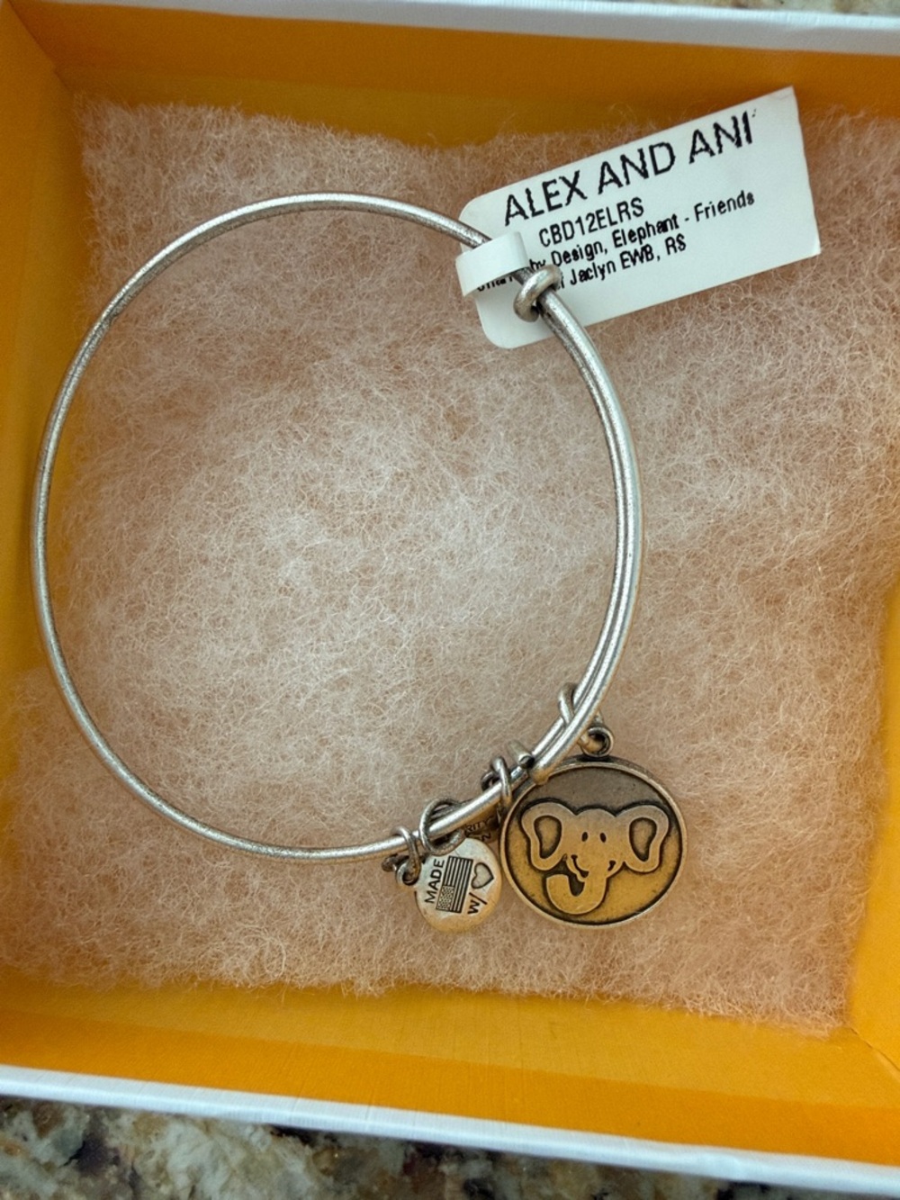 Alex and Ani Silver-Tone Elephant Charm Bracelet